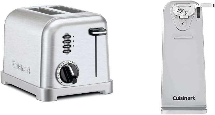 Cuisinart CPT-160 Metal Classic 2-Slice Toaster, Brushed Stainless & CCO-55 Deluxe Electric Can Opener, Chrome