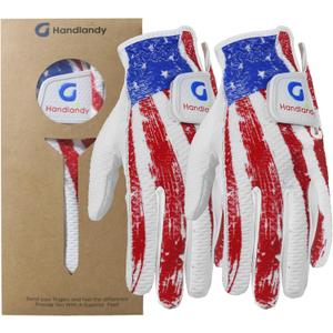 HANDLANDY Youth Golf Glove, Left Hand Kids Golf Gloves for Junior Toddler Boys Girls (Medium (Age 7-9)-2 Pack, White-Red) HANDLANDY Youth Golf Glove, Left Hand Kids Golf Gloves for Junior Toddler Boys Girls (Medium (Age 7-9)-2 Pack, White-Red)