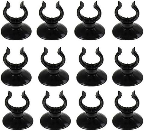 AQUANEAT 11 Pack Aquarium Suction Cup Clip Black, for Aquarium Heater, Tubing Hose, Plant, Decoration, Fish Tank (Black 3/4")