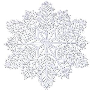 Snowflake Placemats Set of 4 Christmas Decorations Silver Elegant Tablemats Round Vinyl Place Mats Table Setting Kitchen Table Mats for Dining Table Holiday Wedding Decorative