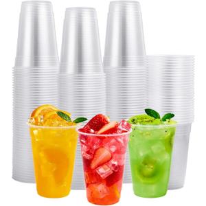 FOCUSLINE 200pack 16 oz Clear Plastic Cups Disposable, Plastic Clear Cups Disposable, DrinkIng Cup for Water, Juice, Soda, Ice Coffee