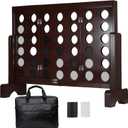 ApudArmis Wooden 4 in a Row Game, Classic Wooden 4-to-Score Game Set with Coins & Carrying Bag-Indoor Outdoor Games for Adults Family