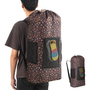 VOOWO College Laundry Bag, Large Laundry Backpack, College Dorm Room Essentials For Guys Girls, Dorm Laundry Bag Backpack With Shoulder Straps, Dirty Clothes Travel Laundry Bag (Dark Print)