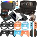 Accessories for Switch 2 - Family Bundle for Nintendo Switch 2,Carry Case,Portable Joy Con Charger,4 Pack Steering Wheels and Hand Grips,Dockable Case Kit,Stand and More
