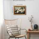 Bzstyleart Vintage Wall Art Decor for Living Room, Gold Framed Prints Flowers Wall Art Home Decor Aesthetic, White Rosebush Vintage Botanical, Canvas Picture Print Artwork Gift for Mom, 12 x 16 Inch