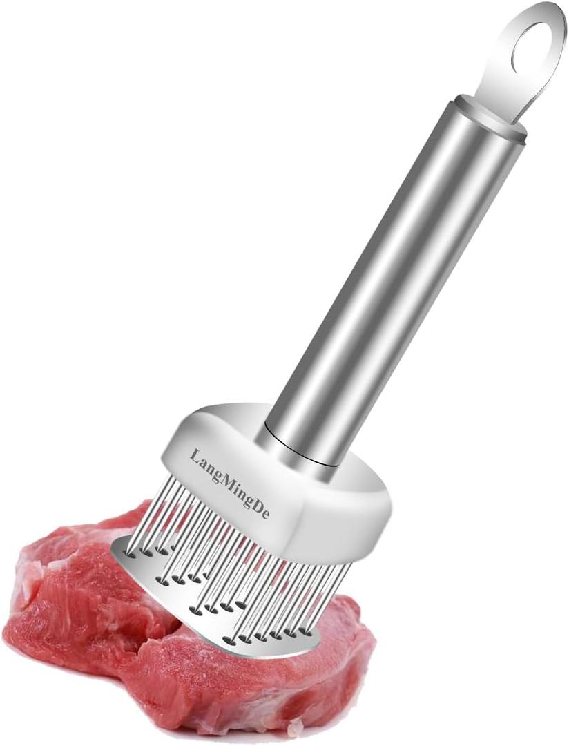 18/10 Stainless Steel Meat Tenderizer Tool, 24 Sharp Needles for Tenderizing Steak Chicken Pork Veal Barbecue Marinating
