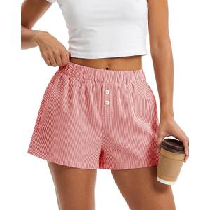 BTFBM Striped Boxer Shorts for Women 2026 Spring Summer Y2k Vacation Beach Bottoms Lounge Sleep Pajama PJ Pants Clothes (XL)