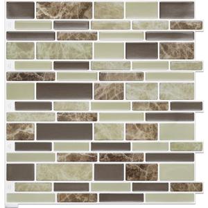 Vamos Tile 10 Sheets Peel and Stick Kitchen - 12" x 12" Premium Tile Backsplash 3D Wall Tiles (Brown)