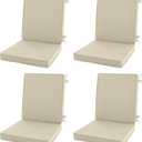 Outdoor Chair Cushions, Water-Resistant & Fade-Resistant, Patio Furniture Lawn Dining Chair Seat Replacement with Mid Back, Ties Zipper, Removable Cover, 18 x 16.5 Inch, Set of 4, Beige