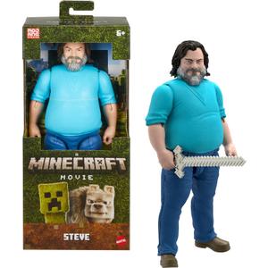 Mattel Minecraft Large-Scale Action Figure, 12-inch Posable Steve Toy Collectible Inspired by A Minecraft Movie