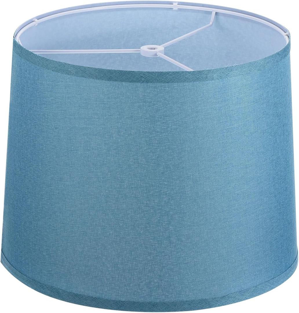 PATIKIL Lamp shades for Table Lamps 11.4" Top x 12.6" Bottom x 9.8" High Drum Lamp shades for Floor Lamps Medium Linen Lampshade Easy Assembly for Lamp Replacement, Blue