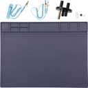 Anti-Static Mat ESD Safe for Electronic Includes ESD Wristband and Grounding Wire, HPFIX Silicone Soldering Repair Mat 932°F Heat Resistant for iPhone iPad iMac, Laptop, Computer, 15.9” x 12” Grey