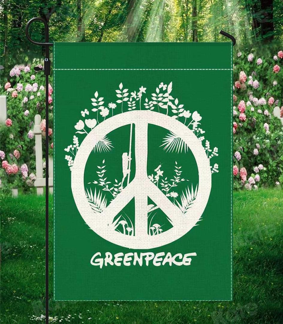 2 x Peace Sign Garden Flags 12x18 Double Sided Outside, Green Peace Yard Outdoor Decorative Flag