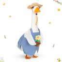 Summer Porch Goose Outfit for 17" Blue Overalls Lawn Goose Costume Clothes for Outdoor Patio Yard Lawn Art Decoration