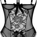 Avidlove Sexy Lingerie for Women One Piece Lace Babydoll Sleepwear Bodysuit (Large, Black)