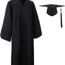 GradClassical Unisex Matte Graduation Gown Cap Tassel Set 2025 for High School and Bachelor (42, Black)