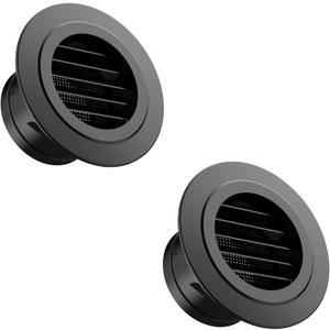 Soffit Vents 4 Inch, Hon&Guan Soffit Exhaust Vent Exterior Round Vent Cover with Built-in a Fly Screen for Bathroom Office Home, Black, 2Pcs