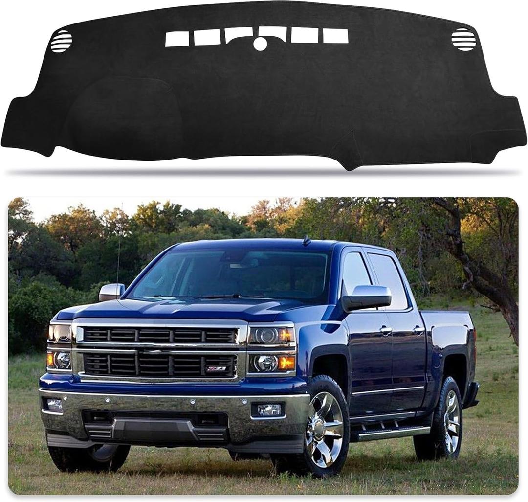 Dash Cover for Chevy Chevrolet Silverado&GMC Sierra 1500 2014-2018/2500HD 3500HD 2015-2019 Non-Slip Car Dashboard Cover Carpet Blocks UV Rays Protector Internal Accessories