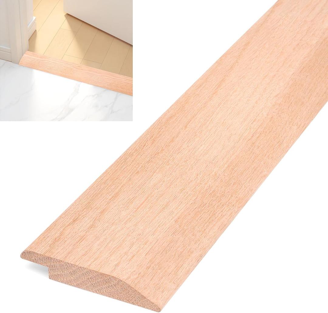 Raytano 3.5" W×36" L Solid Oak Floor Transition Strip,5/16" Overlaps and Transitions a 5/16" Height Difference, Wood Threshold for Tile Carpet Wood Laminate Vinyl Flooring (3.5" W, 36" L)