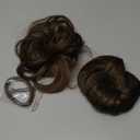 CJL HAIR 2PCs Small Cute Messy Bun Hair Piece for Thin Hair Women Mini Synthetic Curly Bun Scrunchies Updo Hairpieces Coffee Brown