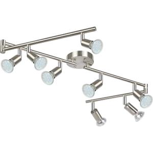 Unicozin LED Track Lighting Kit, Matt Nickel 8 Way Ceiling Spot Lighting, Flexibly Rotatable Light Head, Modern Track Light Included 8 x LED GU10 Bulb (4W, Daylight White, 400LM)