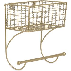 DII Rustic Farmhouse Bathroom Dcor, Metal Storage, Small Towel Bar, Gold