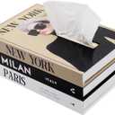 Senea Kay Rectangular Tissue Box Cover - Decorative Faux Book Tissue Box Cover, Rectangule Tissue Holder Dispenser Large Enough to Fit Rectangular Tissue Boxes Chic Modern Decor (Khaki Neutral)