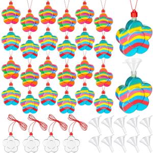 30 Pack Sand Art Bottle Necklaces for Kids Sand Art Craft Kit Fun Art Party Supplies Favors DIY Art Activity Group Include Clear Plastic Mini Funnels, Sand Not Included