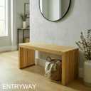 Bamboo Natural 36 inch Wooden Bench, Small Wood Benches for Entryway, Living & Dining Room, Kitchen, Bedroom, Bathroom, Hallway, Front Door, For Indoor & Outdoor Patio Use, Mid Century Modern Decor, 35.5 x 13 x 17 inches