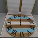 Blue Office Wall Clock Wood Solid Extra Large Wall Clocks Battery Operated 24 Inch Rustic Wall Clock Silent Non Ticking