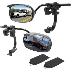Universal Clip on Towing Mirrors Extensions for Towing, Side Mirror Extenders for Towing with RainProof, Convex Rearview Mirror, Tow Mirrors for Car Truck Trailer RV SUV, 2 Pack, Large