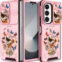 for Samsung Galaxy Z Fold 6 Case - Women Girls Cute Phone Cover Girly Pretty Aesthetic Floral Butterfly Unique Design with Camera Cover Funda for Samsung Fold 6 Case