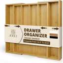Bamboo Kitchen Utensil Drawer Organizer for Silverware | 100% Natural Expandable 14-20 Inch Kitchen Drawer Organizers for Utensils | Non-Slip Base | Screwed Joints for Long-Lasting Durability