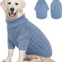 Queenmore Large Dog Sweater, Dog Christmas Sweater, Warm Soft Sweaters for Dogs Girl Boy, Knit Winter Coat for Dog (Blue, L)