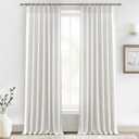 102 Inch Long Curtains for Living/Dining Room, Elegant Pinch Pleated Linen Curtain 102 inches Light Filter Privacy That Let Light in Cortinas para Sala Modernas 2 Panels Set Beige White