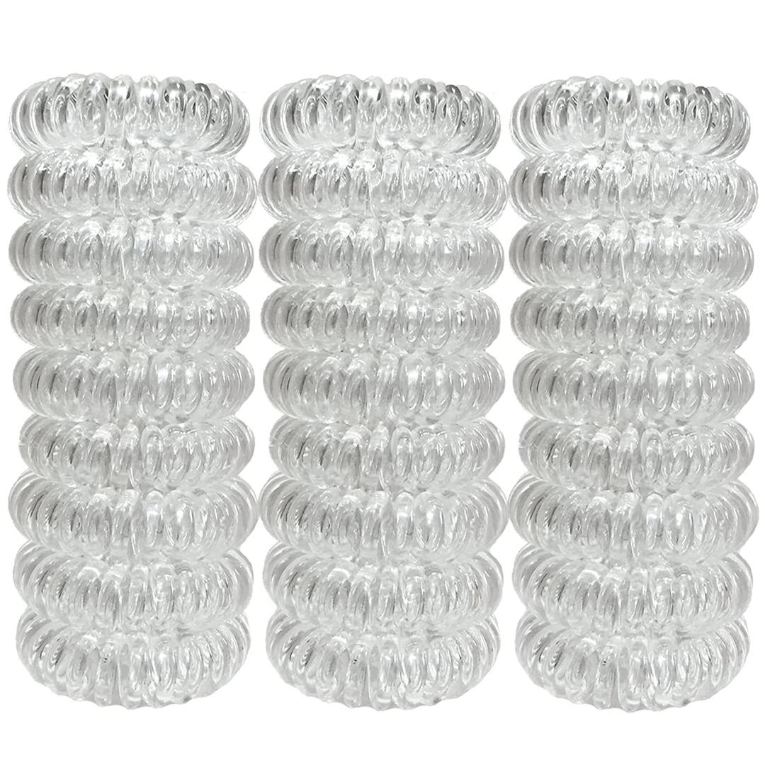 27 Pieces Spiral Coil Hair Ties: Waterproof Elastic Traceless Ponytail Holders, Colorless 1.58inch (4cm) No Crease Hair Bands
