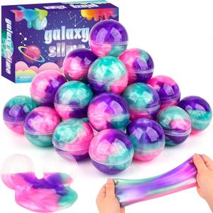 24 Pack Galaxy Slime Balls for Kids - Stretchy, Non-Sticky, Mess-Free Stress Relief Toys, Halloween Christmas Party Favors, Classroom Rewards, Easter Egg Fillers, Goodie Bag Stuffers for Boys & Girls
