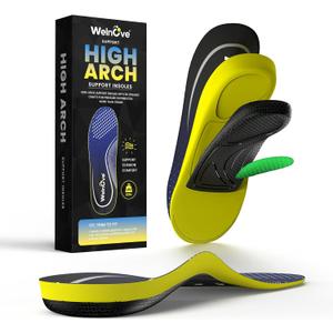 High Arch Support Orthotics Insoles - Welnove Plantar Fasciitis Pain Relief Shoe Inserts for Flat Feet, Foot Pain, Heel Spurs - Fatigue Reduce All-Day Standing Work Boot Insoles Men & Women (S)