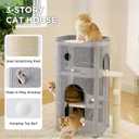 Bedsure 3-Level Indoor Cat Bed- Cat Condos Small Cat Tree for Multiple Kitties to Play Sleep,Hideaway Cave, Fluffy Ball, Scratching Post, 22.5x31.5x13, Grey
