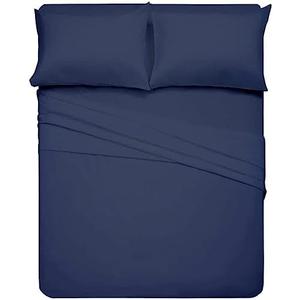 RV Bunk Bed Cot Sheets 30 x 75, 3-Piece Bed Sheets for Campers, Fits Upto 6" Deep Pocket, Cot Size Mattress Fitted Sheet Perfect for Narrow Twin, Guest Bed Replacement, RV Mattress Sheets - Navy blue Pack of 2