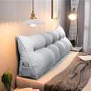 Triangular Wedge Pillow Headboard Twin XL with One Side Pocket Large Bolster Cushion Headboard Backrest Wedge Pillows with Detachable Cover,Light Grey,39 * 10 * 20in, Twin39in*10in*20in