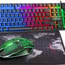 CHONCHOW Gaming Keyboard and Mouse Led Backlit USB Wired with Light Up 104Key 3600DPI 2 Side Button Mouse Keyboard Mechanical Feeling Compatible with PC Mac OS Xbox Ps4 Ps5 with Mousepad
