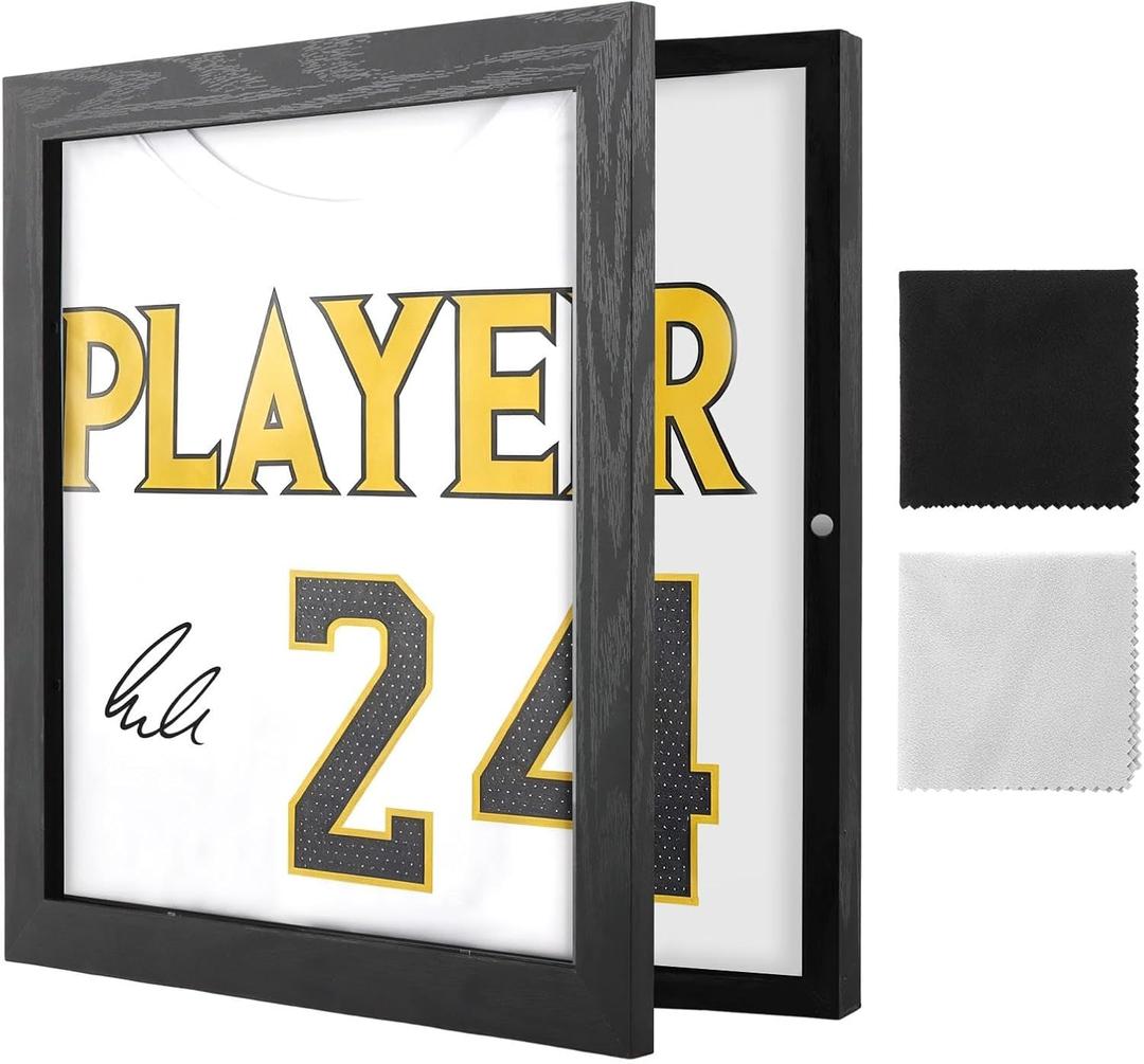 1 Pack T Shirt Display Frame,13" x 13" Black Jersey Displays Frame Case,1" Depth of Usable Space Shadow Box, Display Case for Shirts, Jerseys, Memorabilia