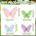 SUNBEAUTY Butterfly Party Decorations, 3D Butterflies, Water Proof Wedding Decor, Hanging Butterflies for Baby Shower Birthday Decor Party Girls, Women, PET Plastic Butterfly for Wall Decor, Set of 4