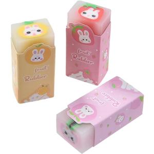 18 Pack Fruit Rabbit Jelly Erasers for Kids, Kawaii School Supplies Prize Gifts Party Favors