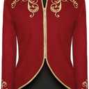 Unisex Military Blazers Prince Coats Drummer Parade Punk Officer Fitted Jackets (Small, Red)