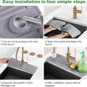 Kingmall Faucet Mat for Kitchen Sink, Premium Silicone Splash Guard with Fast Drying Properties, Protective Sink Tray with Cutable Circular Central for Stone Sinks in Kitchen & Bathroom,Grey