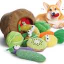 Nocciola Small Squeaky Crinkle Dog Toys- 15 Packs Grocery Basket Fruits Veggies Puppy Toys to Keep Busy, Cute Durable Plush Stuffed Hide Seek Cognitive Boredom Pet Supplies, Dog Birthday Gifts