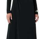 Amazon Essentials Women's Fit and Flare Long-Sleeved Short Maxi Dress (Black)