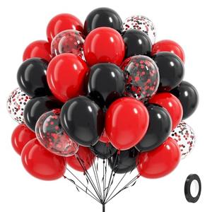 Red and Black Balloons, 60pcs 12inch Black Red Confetti Balloons for Graduation Wedding New Year Eve Birthday Party Decorations